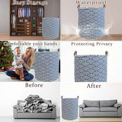 Waterproof Laundry Hamper Collapsible Laundry Basket Leather Handle Laundry Bag Large Clothes Storage Toy Organization for Bathroom Bedroom Laundryroom College Dorms (92-Satisfied laundry hampers)