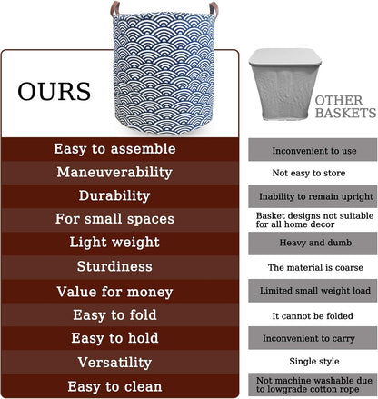Waterproof Laundry Hamper Collapsible Laundry Basket Leather Handle Laundry Bag Large Clothes Storage Toy Organization for Bathroom Bedroom Laundryroom College Dorms (92-Satisfied laundry hampers)