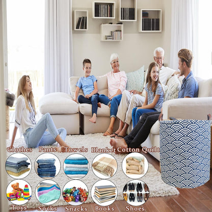 Waterproof Laundry Hamper Collapsible Laundry Basket Leather Handle Laundry Bag Large Clothes Storage Toy Organization for Bathroom Bedroom Laundryroom College Dorms (92-Satisfied laundry hampers)