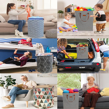 Waterproof Laundry Hamper Collapsible Laundry Basket Leather Handle Laundry Bag Large Clothes Storage Toy Organization for Bathroom Bedroom Laundryroom College Dorms (92-Satisfied laundry hampers)