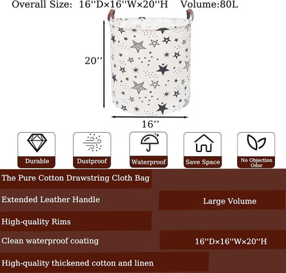 Waterproof Laundry Hamper Collapsible Laundry Basket Leather Handle Laundry Bag Large Clothes Storage Toy Organization for Bathroom Bedroom Laundryroom College Dorms (92-Satisfied laundry hampers)