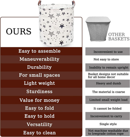 Waterproof Laundry Hamper Collapsible Laundry Basket Leather Handle Laundry Bag Large Clothes Storage Toy Organization for Bathroom Bedroom Laundryroom College Dorms (92-Satisfied laundry hampers)