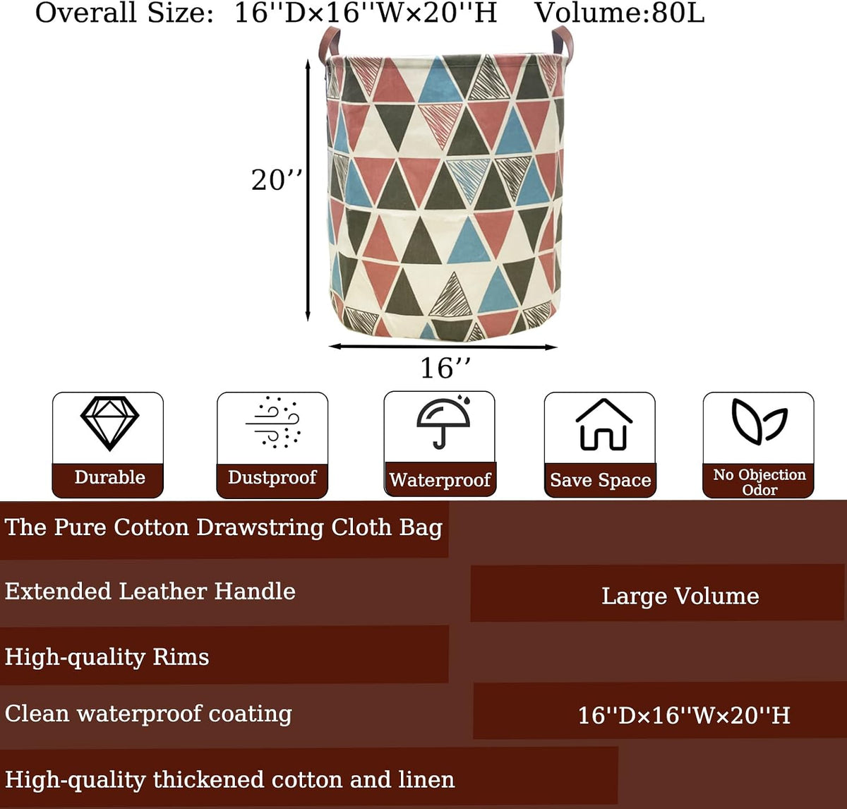 Waterproof Laundry Hamper Collapsible Laundry Basket Leather Handle Laundry Bag Large Clothes Storage Toy Organization for Bathroom Bedroom Laundryroom College Dorms (92-Satisfied laundry hampers)