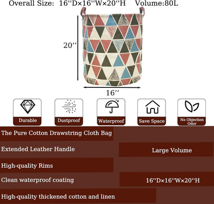 Waterproof Laundry Hamper Collapsible Laundry Basket Leather Handle Laundry Bag Large Clothes Storage Toy Organization for Bathroom Bedroom Laundryroom College Dorms (92-Satisfied laundry hampers)