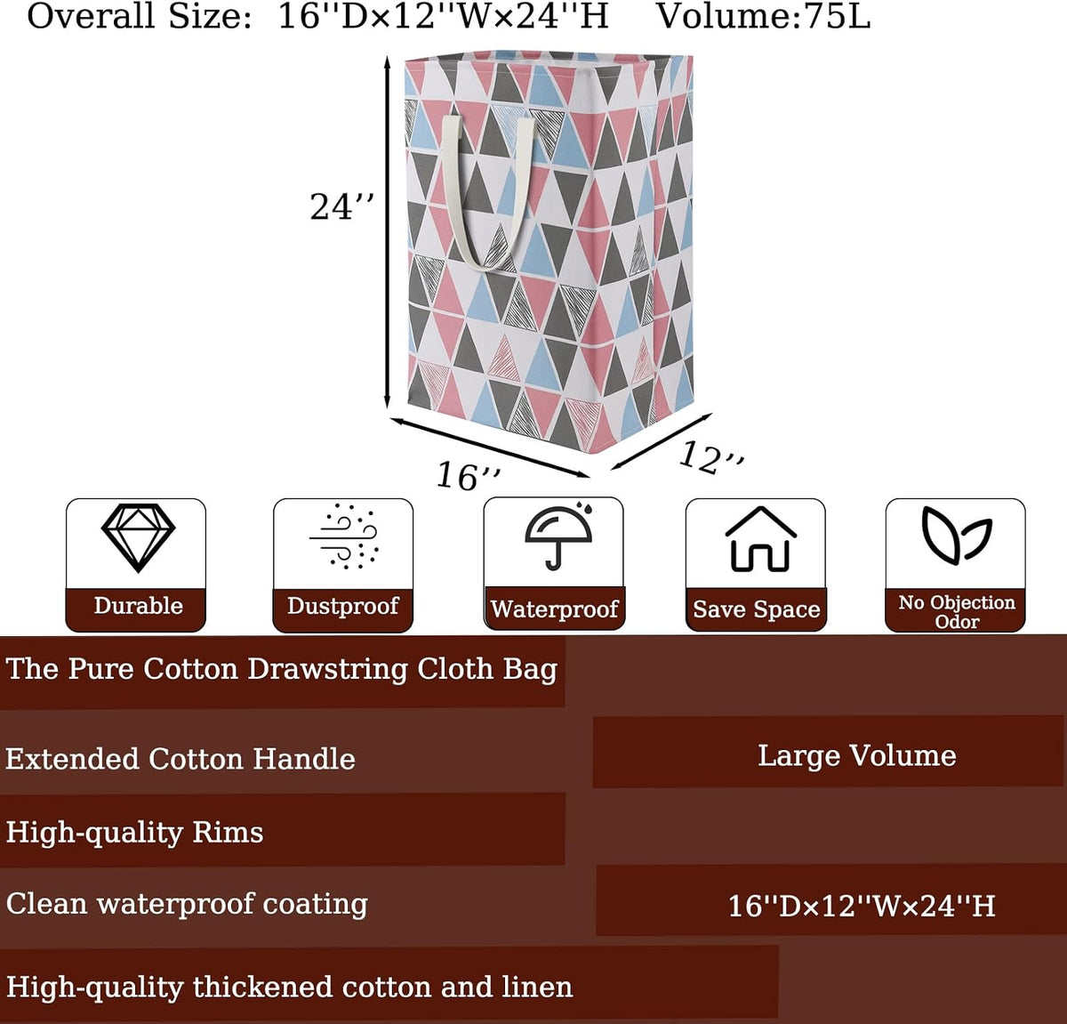 Waterproof Laundry Hamper Collapsible Laundry Basket Leather Handle Laundry Bag Large Clothes Storage Toy Organization for Bathroom Bedroom Laundryroom College Dorms (92-Satisfied laundry hampers)