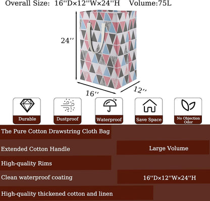 Waterproof Laundry Hamper Collapsible Laundry Basket Leather Handle Laundry Bag Large Clothes Storage Toy Organization for Bathroom Bedroom Laundryroom College Dorms (92-Satisfied laundry hampers)