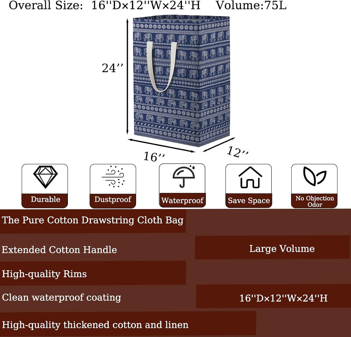 Waterproof Laundry Hamper Collapsible Laundry Basket Leather Handle Laundry Bag Large Clothes Storage Toy Organization for Bathroom Bedroom Laundryroom College Dorms (92-Satisfied laundry hampers)
