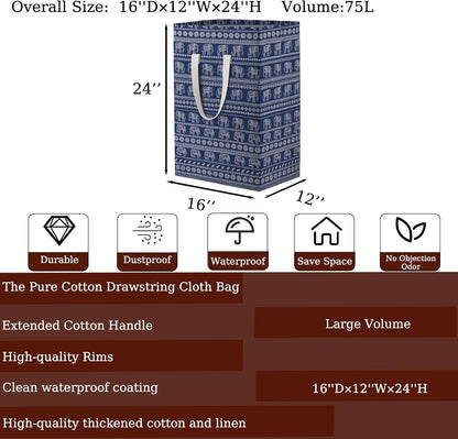 Waterproof Laundry Hamper Collapsible Laundry Basket Leather Handle Laundry Bag Large Clothes Storage Toy Organization for Bathroom Bedroom Laundryroom College Dorms (92-Satisfied laundry hampers)