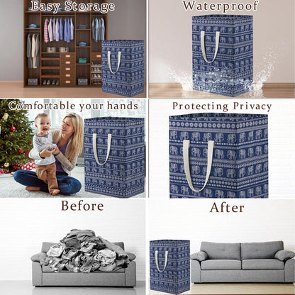 Waterproof Laundry Hamper Collapsible Laundry Basket Leather Handle Laundry Bag Large Clothes Storage Toy Organization for Bathroom Bedroom Laundryroom College Dorms (92-Satisfied laundry hampers)