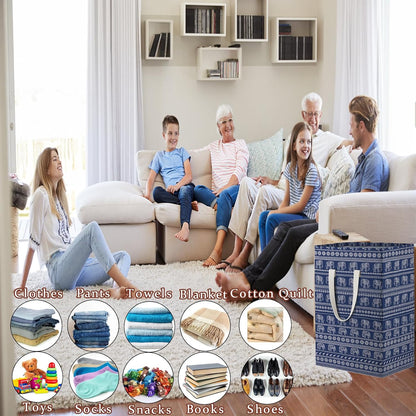 Waterproof Laundry Hamper Collapsible Laundry Basket Leather Handle Laundry Bag Large Clothes Storage Toy Organization for Bathroom Bedroom Laundryroom College Dorms (92-Satisfied laundry hampers)