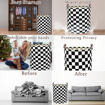 Waterproof Laundry Hamper Collapsible Laundry Basket Leather Handle Laundry Bag Large Clothes Storage Toy Organization for Bathroom Bedroom Laundryroom College Dorms (92-Satisfied laundry hampers)