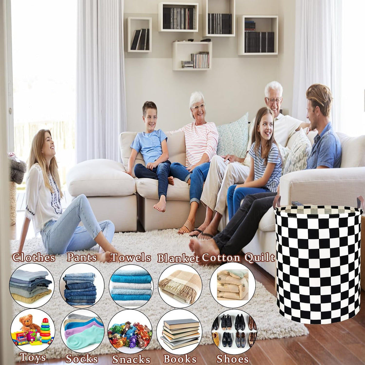Waterproof Laundry Hamper Collapsible Laundry Basket Leather Handle Laundry Bag Large Clothes Storage Toy Organization for Bathroom Bedroom Laundryroom College Dorms (92-Satisfied laundry hampers)
