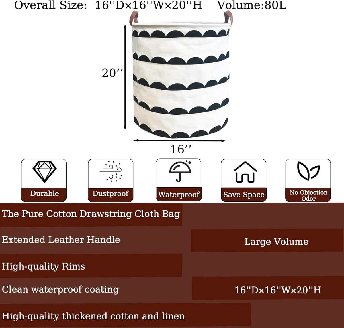 Waterproof Laundry Hamper Collapsible Laundry Basket Leather Handle Laundry Bag Large Clothes Storage Toy Organization for Bathroom Bedroom Laundryroom College Dorms (92-Satisfied laundry hampers)