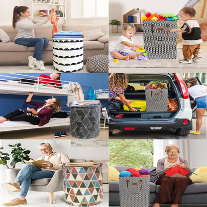 Waterproof Laundry Hamper Collapsible Laundry Basket Leather Handle Laundry Bag Large Clothes Storage Toy Organization for Bathroom Bedroom Laundryroom College Dorms (92-Satisfied laundry hampers)