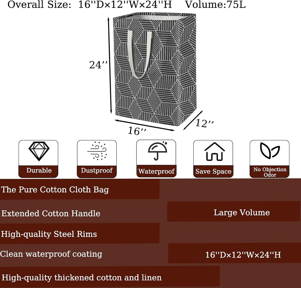 Waterproof Laundry Hamper Collapsible Laundry Basket Leather Handle Laundry Bag Large Clothes Storage Toy Organization for Bathroom Bedroom Laundryroom College Dorms (92-Satisfied laundry hampers)