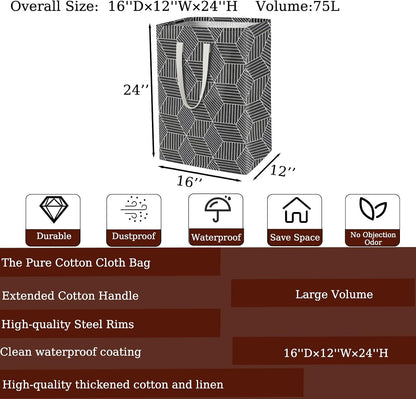 Waterproof Laundry Hamper Collapsible Laundry Basket Leather Handle Laundry Bag Large Clothes Storage Toy Organization for Bathroom Bedroom Laundryroom College Dorms (92-Satisfied laundry hampers)