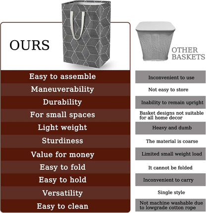 Waterproof Laundry Hamper Collapsible Laundry Basket Leather Handle Laundry Bag Large Clothes Storage Toy Organization for Bathroom Bedroom Laundryroom College Dorms (92-Satisfied laundry hampers)