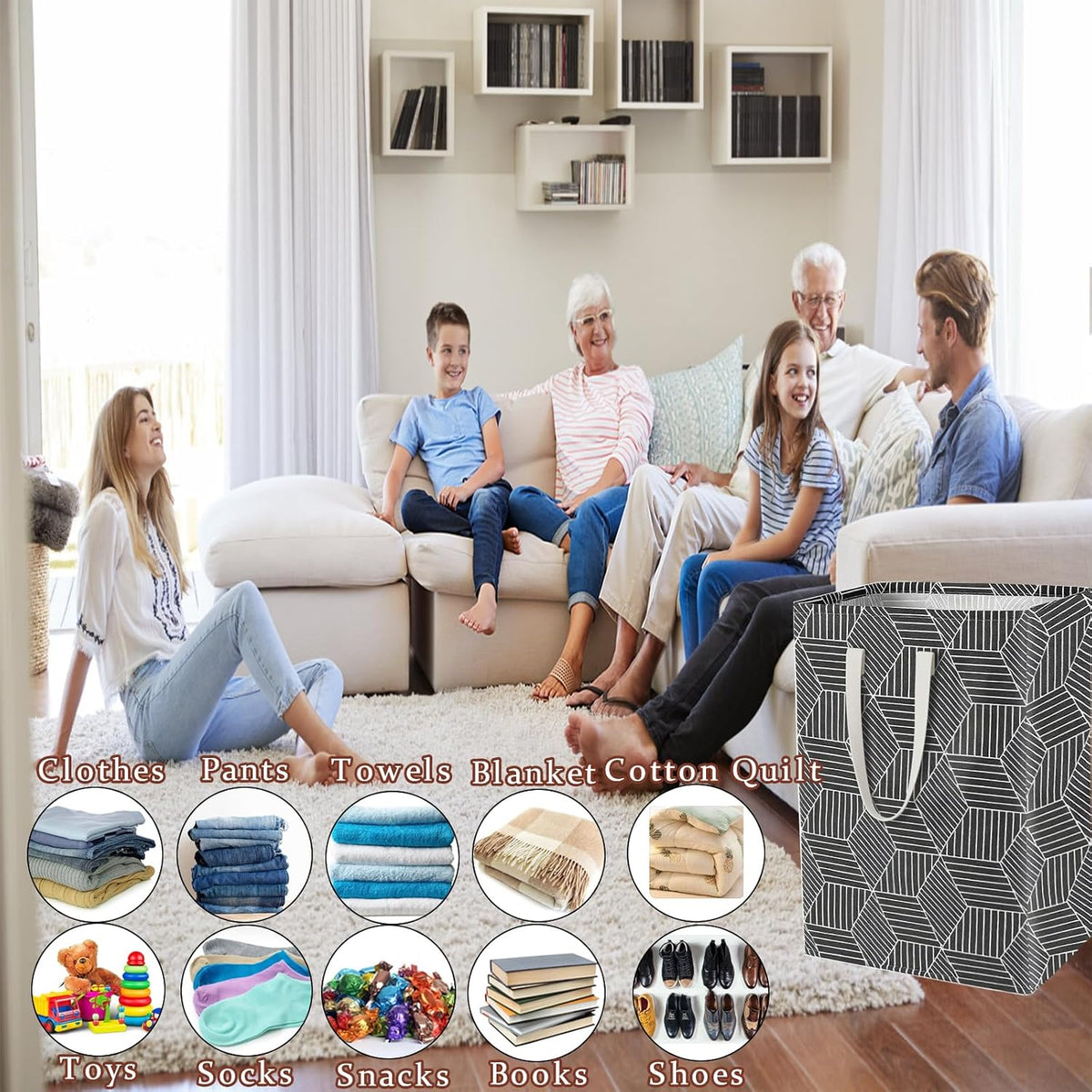 Waterproof Laundry Hamper Collapsible Laundry Basket Leather Handle Laundry Bag Large Clothes Storage Toy Organization for Bathroom Bedroom Laundryroom College Dorms (92-Satisfied laundry hampers)