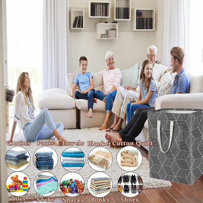 Waterproof Laundry Hamper Collapsible Laundry Basket Leather Handle Laundry Bag Large Clothes Storage Toy Organization for Bathroom Bedroom Laundryroom College Dorms (92-Satisfied laundry hampers)