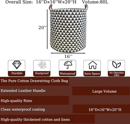 Waterproof Laundry Hamper Collapsible Laundry Basket Leather Handle Laundry Bag Large Clothes Storage Toy Organization for Bathroom Bedroom Laundryroom College Dorms (92-Satisfied laundry hampers)