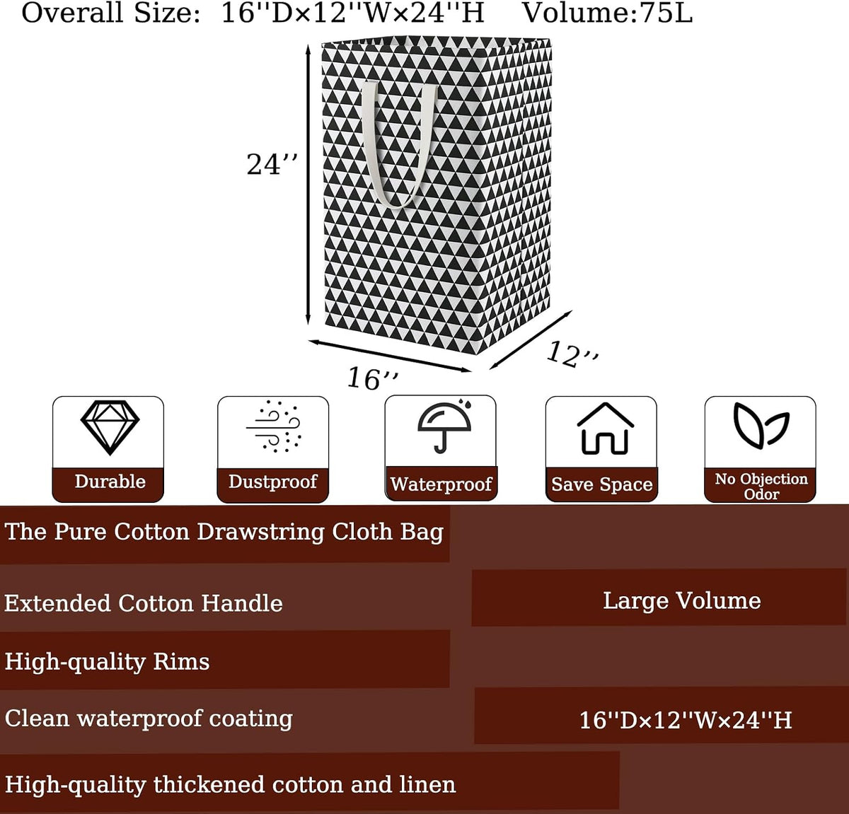 Waterproof Laundry Hamper Collapsible Laundry Basket Leather Handle Laundry Bag Large Clothes Storage Toy Organization for Bathroom Bedroom Laundryroom College Dorms (92-Satisfied laundry hampers)
