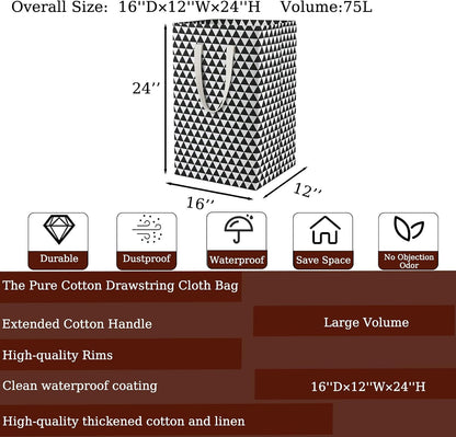 Waterproof Laundry Hamper Collapsible Laundry Basket Leather Handle Laundry Bag Large Clothes Storage Toy Organization for Bathroom Bedroom Laundryroom College Dorms (92-Satisfied laundry hampers)