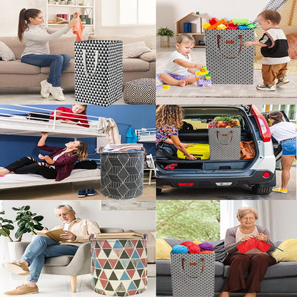 Waterproof Laundry Hamper Collapsible Laundry Basket Leather Handle Laundry Bag Large Clothes Storage Toy Organization for Bathroom Bedroom Laundryroom College Dorms (92-Satisfied laundry hampers)