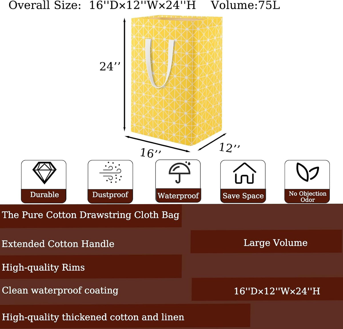Waterproof Laundry Hamper Collapsible Laundry Basket Leather Handle Laundry Bag Large Clothes Storage Toy Organization for Bathroom Bedroom Laundryroom College Dorms (92-Satisfied laundry hampers)
