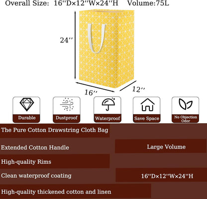 Waterproof Laundry Hamper Collapsible Laundry Basket Leather Handle Laundry Bag Large Clothes Storage Toy Organization for Bathroom Bedroom Laundryroom College Dorms (92-Satisfied laundry hampers)