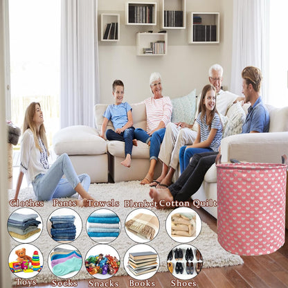 Waterproof Laundry Hamper Collapsible Laundry Basket Leather Handle Laundry Bag Large Clothes Storage Toy Organization for Bathroom Bedroom Laundryroom College Dorms (92-Satisfied laundry hampers)