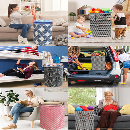 Waterproof Laundry Hamper Collapsible Laundry Basket Leather Handle Laundry Bag Large Clothes Storage Toy Organization for Bathroom Bedroom Laundryroom College Dorms (92-Satisfied laundry hampers)