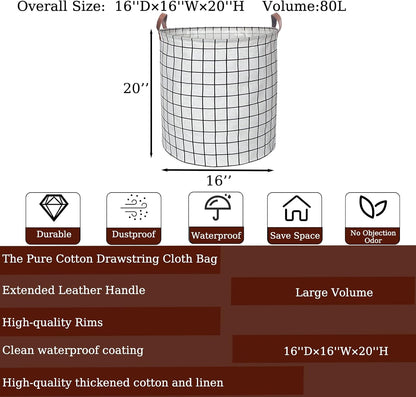 Waterproof Laundry Hamper Collapsible Laundry Basket Leather Handle Laundry Bag Large Clothes Storage Toy Organization for Bathroom Bedroom Laundryroom College Dorms (92-Satisfied laundry hampers)