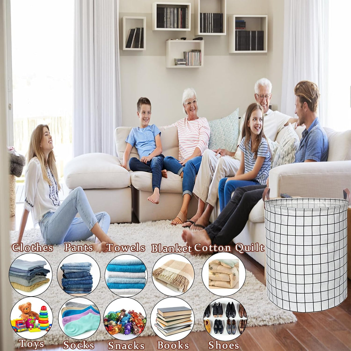 Waterproof Laundry Hamper Collapsible Laundry Basket Leather Handle Laundry Bag Large Clothes Storage Toy Organization for Bathroom Bedroom Laundryroom College Dorms (92-Satisfied laundry hampers)