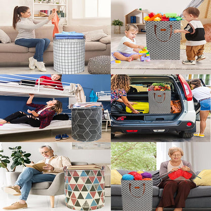 Waterproof Laundry Hamper Collapsible Laundry Basket Leather Handle Laundry Bag Large Clothes Storage Toy Organization for Bathroom Bedroom Laundryroom College Dorms (92-Satisfied laundry hampers)