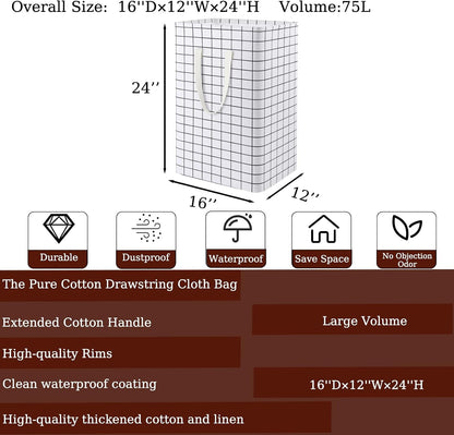 Waterproof Laundry Hamper Collapsible Laundry Basket Leather Handle Laundry Bag Large Clothes Storage Toy Organization for Bathroom Bedroom Laundryroom College Dorms (92-Satisfied laundry hampers)