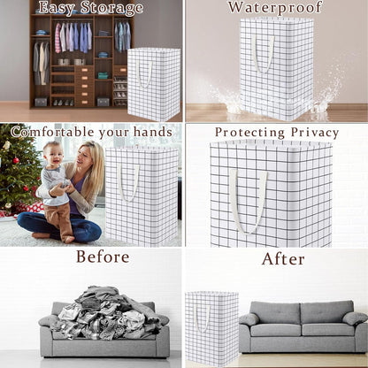 Waterproof Laundry Hamper Collapsible Laundry Basket Leather Handle Laundry Bag Large Clothes Storage Toy Organization for Bathroom Bedroom Laundryroom College Dorms (92-Satisfied laundry hampers)