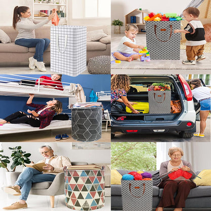 Waterproof Laundry Hamper Collapsible Laundry Basket Leather Handle Laundry Bag Large Clothes Storage Toy Organization for Bathroom Bedroom Laundryroom College Dorms (92-Satisfied laundry hampers)