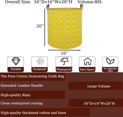 Waterproof Laundry Hamper Collapsible Laundry Basket Leather Handle Laundry Bag Large Clothes Storage Toy Organization for Bathroom Bedroom Laundryroom College Dorms (92-Satisfied laundry hampers)