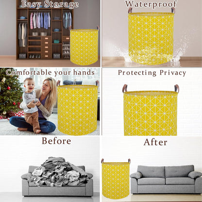 Waterproof Laundry Hamper Collapsible Laundry Basket Leather Handle Laundry Bag Large Clothes Storage Toy Organization for Bathroom Bedroom Laundryroom College Dorms (92-Satisfied laundry hampers)