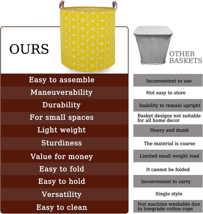 Waterproof Laundry Hamper Collapsible Laundry Basket Leather Handle Laundry Bag Large Clothes Storage Toy Organization for Bathroom Bedroom Laundryroom College Dorms (92-Satisfied laundry hampers)