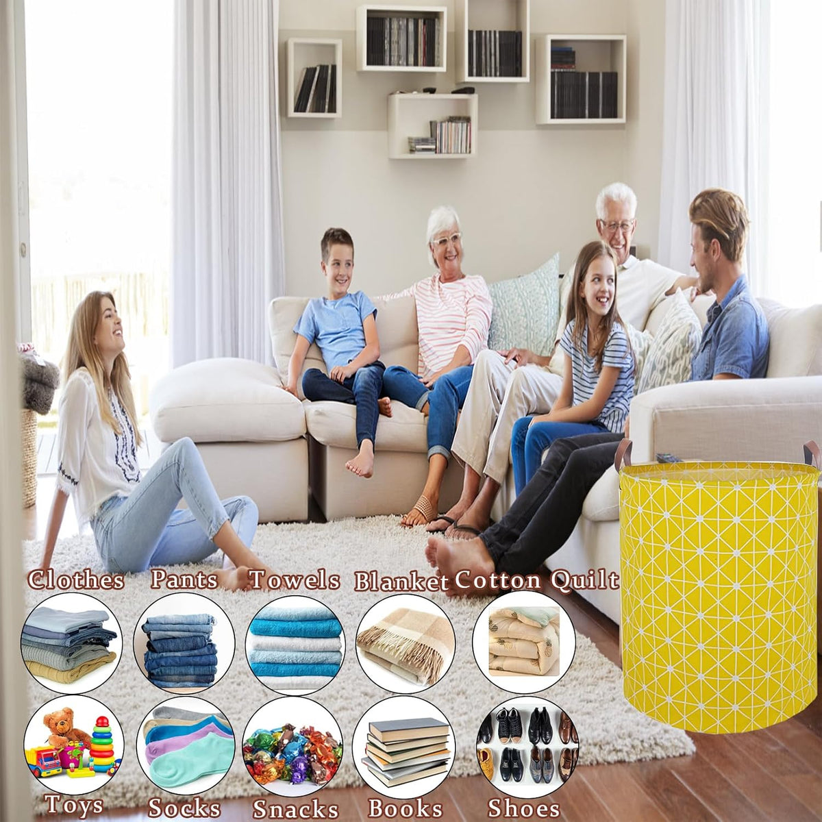 Waterproof Laundry Hamper Collapsible Laundry Basket Leather Handle Laundry Bag Large Clothes Storage Toy Organization for Bathroom Bedroom Laundryroom College Dorms (92-Satisfied laundry hampers)