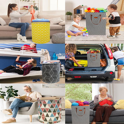 Waterproof Laundry Hamper Collapsible Laundry Basket Leather Handle Laundry Bag Large Clothes Storage Toy Organization for Bathroom Bedroom Laundryroom College Dorms (92-Satisfied laundry hampers)