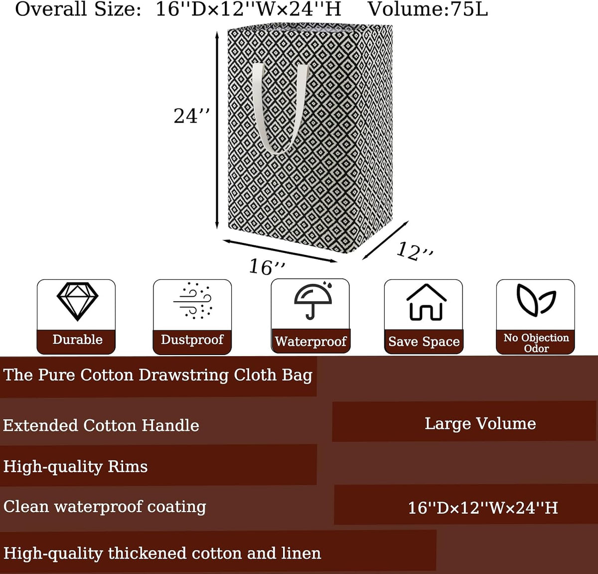 Waterproof Laundry Hamper Collapsible Laundry Basket Leather Handle Laundry Bag Large Clothes Storage Toy Organization for Bathroom Bedroom Laundryroom College Dorms (92-Satisfied laundry hampers)
