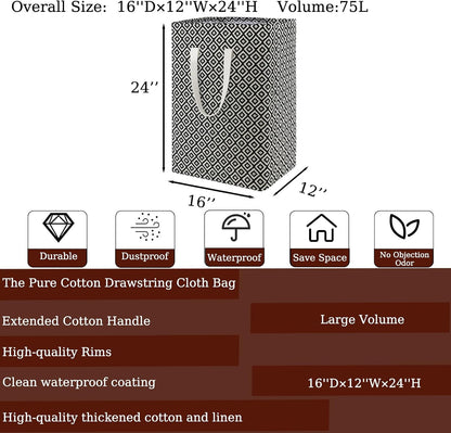Waterproof Laundry Hamper Collapsible Laundry Basket Leather Handle Laundry Bag Large Clothes Storage Toy Organization for Bathroom Bedroom Laundryroom College Dorms (92-Satisfied laundry hampers)