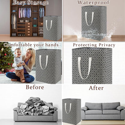 Waterproof Laundry Hamper Collapsible Laundry Basket Leather Handle Laundry Bag Large Clothes Storage Toy Organization for Bathroom Bedroom Laundryroom College Dorms (92-Satisfied laundry hampers)