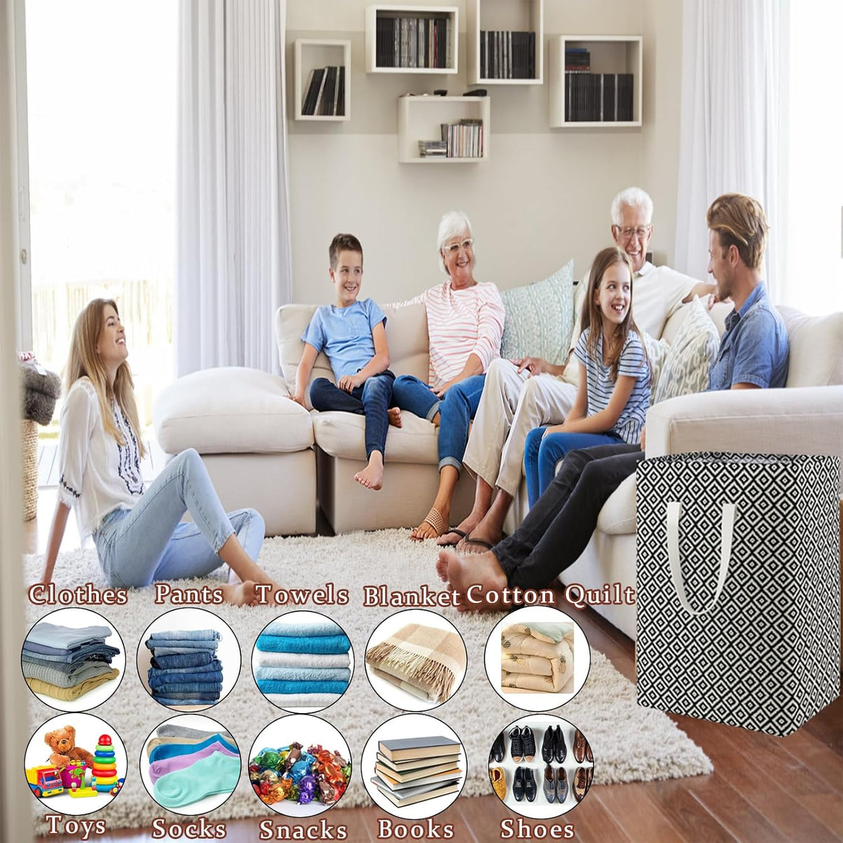 Waterproof Laundry Hamper Collapsible Laundry Basket Leather Handle Laundry Bag Large Clothes Storage Toy Organization for Bathroom Bedroom Laundryroom College Dorms (92-Satisfied laundry hampers)