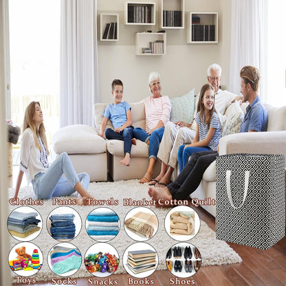 Waterproof Laundry Hamper Collapsible Laundry Basket Leather Handle Laundry Bag Large Clothes Storage Toy Organization for Bathroom Bedroom Laundryroom College Dorms (92-Satisfied laundry hampers)