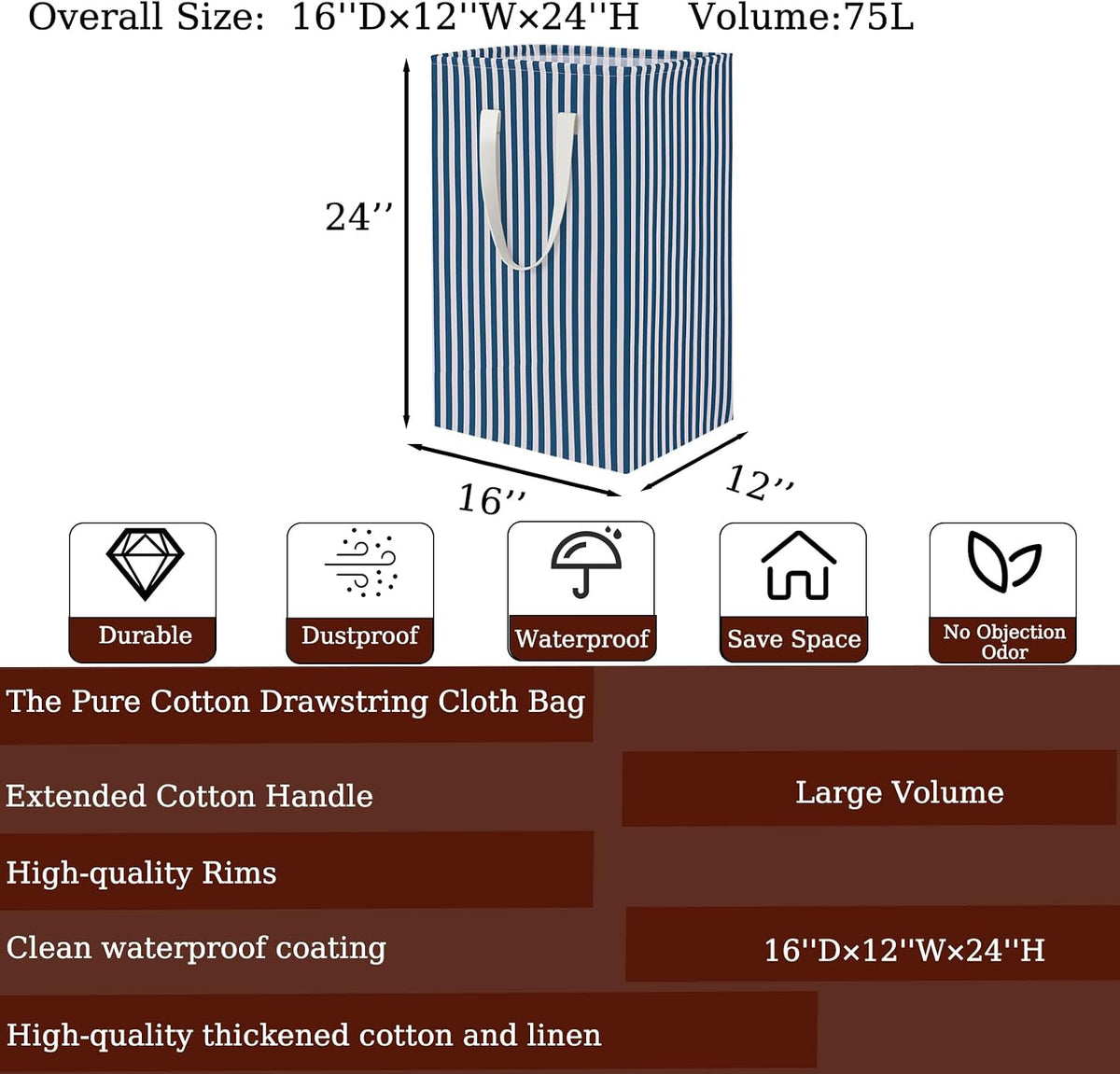 Waterproof Laundry Hamper Collapsible Laundry Basket Leather Handle Laundry Bag Large Clothes Storage Toy Organization for Bathroom Bedroom Laundryroom College Dorms (92-Satisfied laundry hampers)