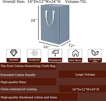 Waterproof Laundry Hamper Collapsible Laundry Basket Leather Handle Laundry Bag Large Clothes Storage Toy Organization for Bathroom Bedroom Laundryroom College Dorms (92-Satisfied laundry hampers)