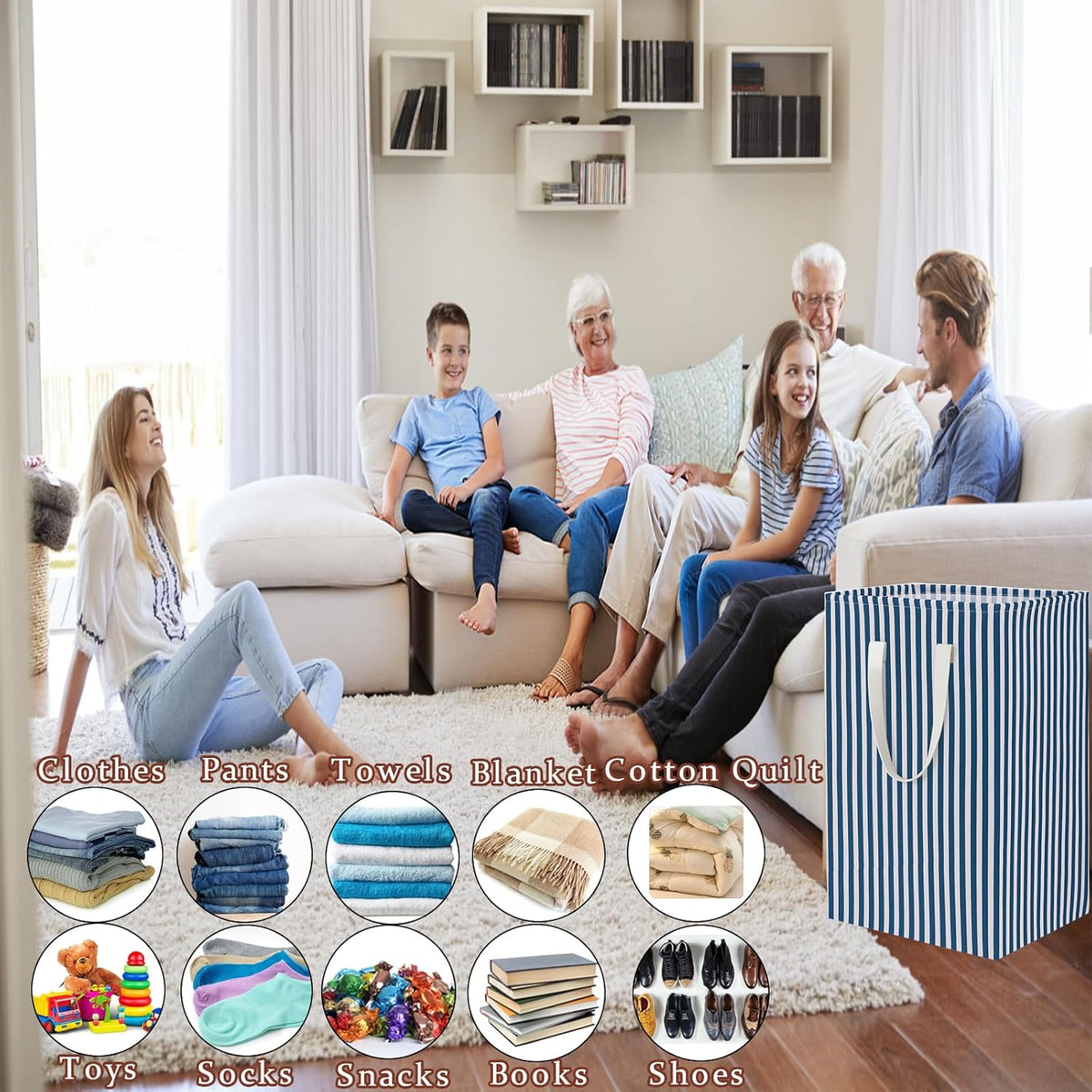 Waterproof Laundry Hamper Collapsible Laundry Basket Leather Handle Laundry Bag Large Clothes Storage Toy Organization for Bathroom Bedroom Laundryroom College Dorms (92-Satisfied laundry hampers)